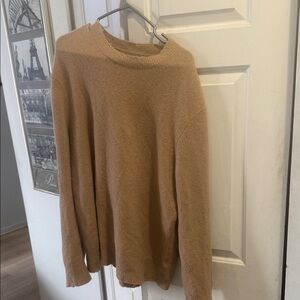 All Saints Men's Tan Crewneck Knit Sweater